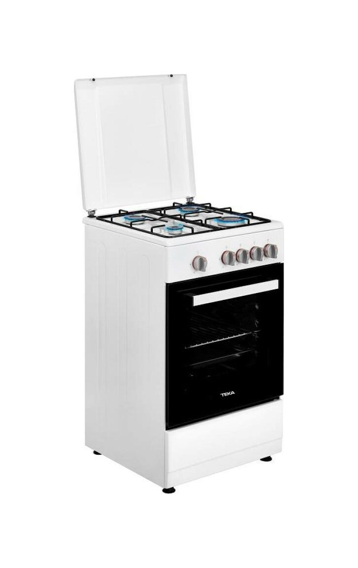 Teka FS502 4GG WH LPG Cucina da accosto cm. 50x85 - 4 zone cottura a gas + 1 forno a gas - bianco/nero