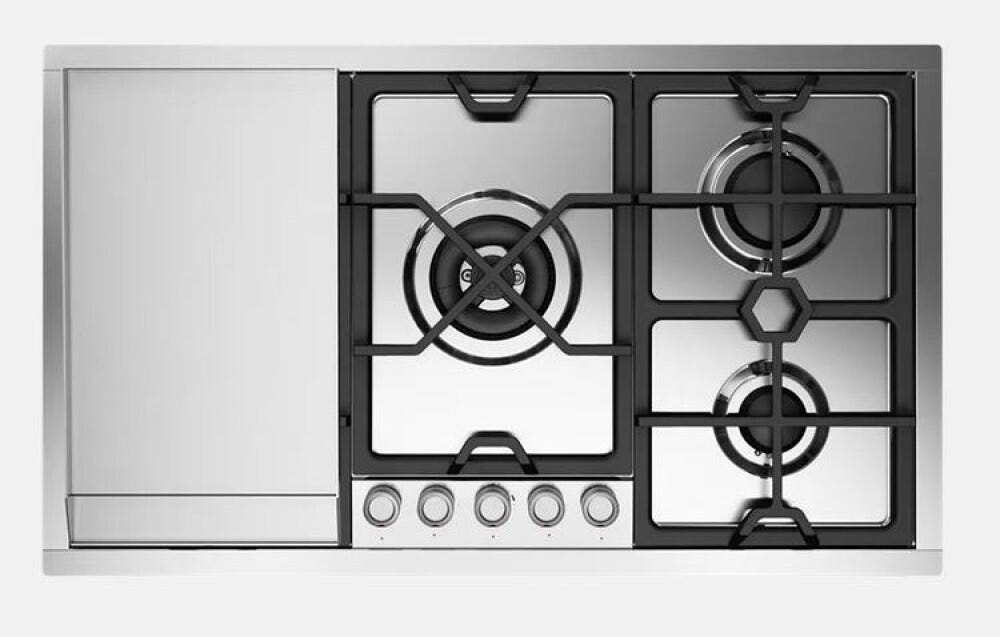 ILVE HCPMT95FD Panoramagic Piano cottura a gas cm 90 con piastra Fry Top - inox