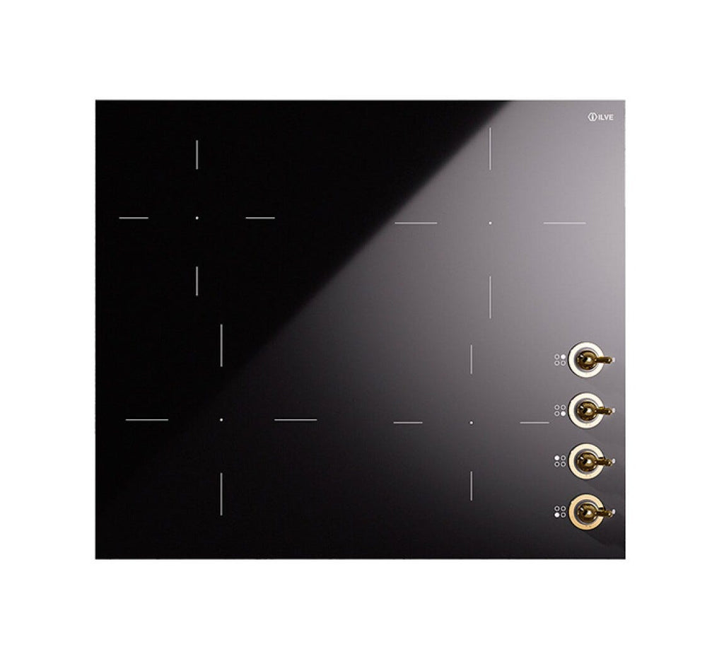 ILVE HVI364N Nostalgie Piano cottura induzione cm 60 in vetroceramica con manopole ottone | cromo