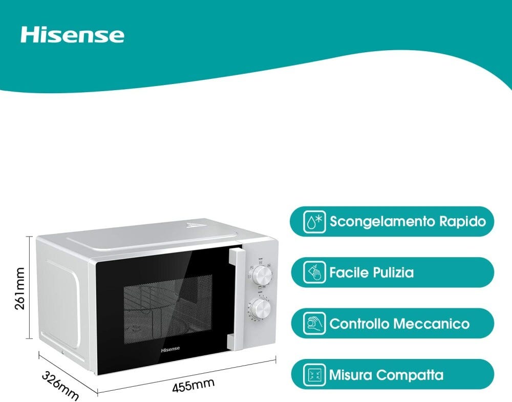 Hisense H20MOWP1HG Forno a microonde cm. 46 - bianco/nero