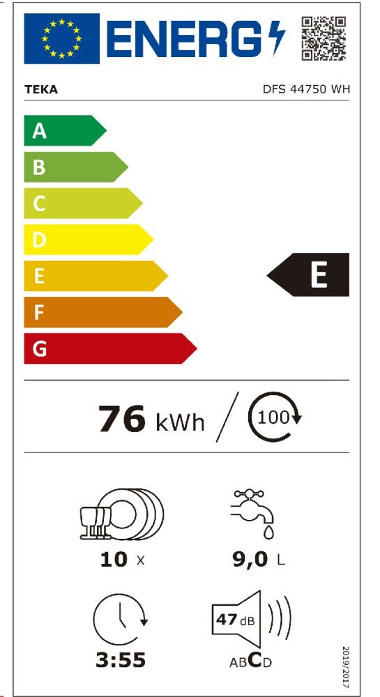 Teka DFS 44750 WH Lavastoviglie a libera installazione cm. 45 - 10 coperti - bianco