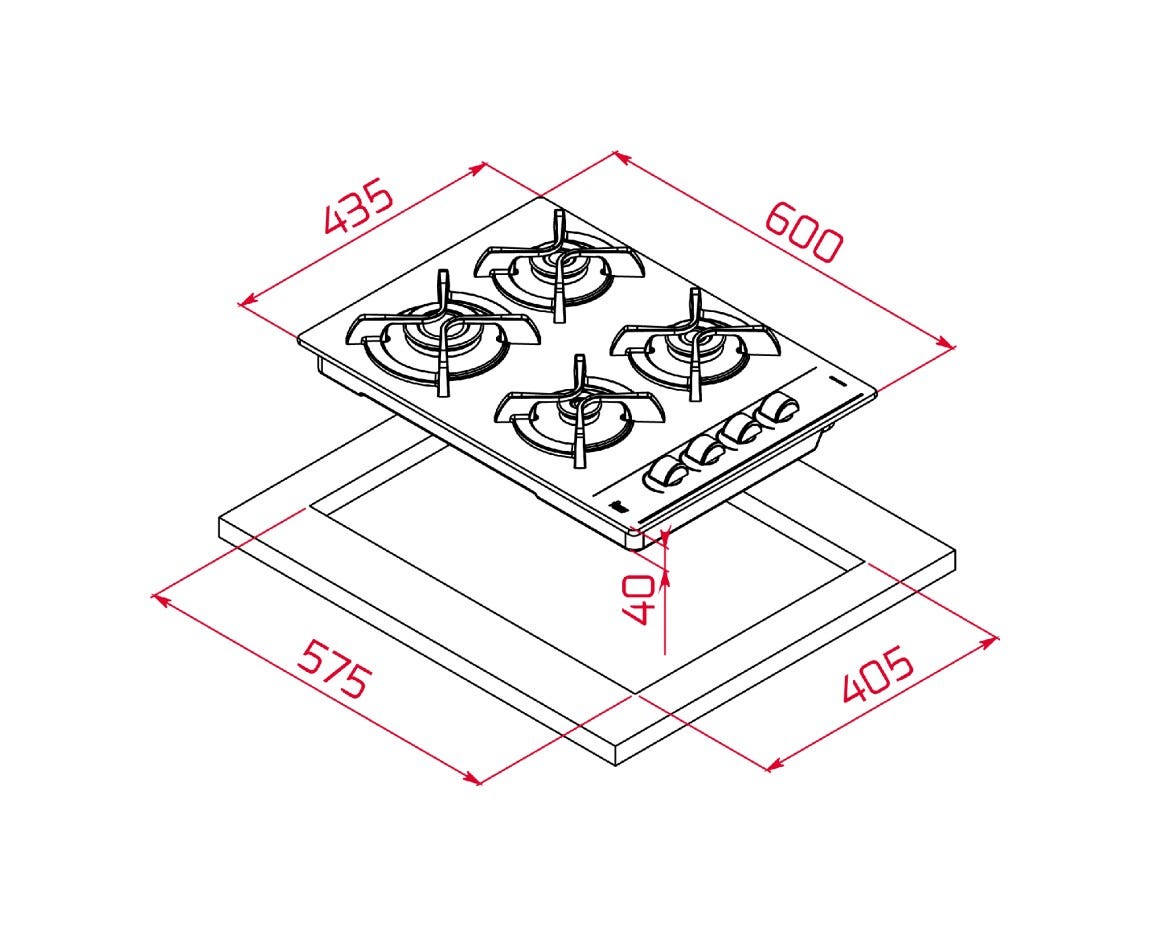 Teka GBC 64003 KBA Piano cottura a gas cm. 60 - vetro nero