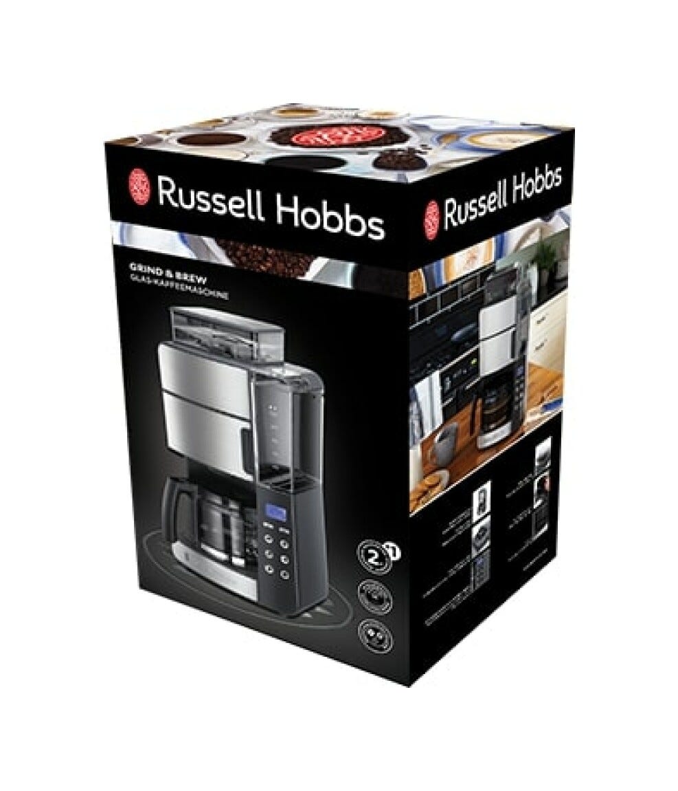 Russell Hobbs Grind and Brew Macchina per caffè americano con caraffa in vetro - inox