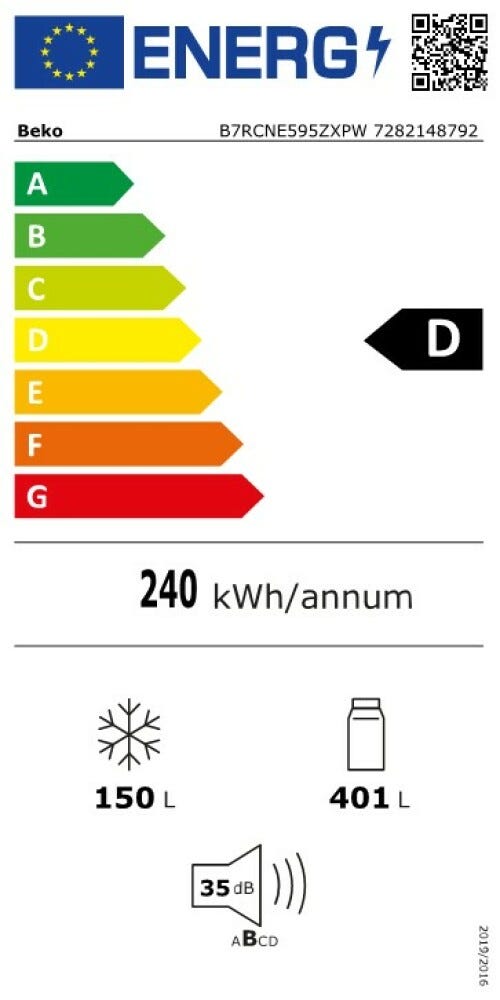 Beko B7RCNE595ZXPW Beyond bPRO 700 Frigorifero con congelatore a libera installazione - cm. 78 h 187 - lt. 551 - inox