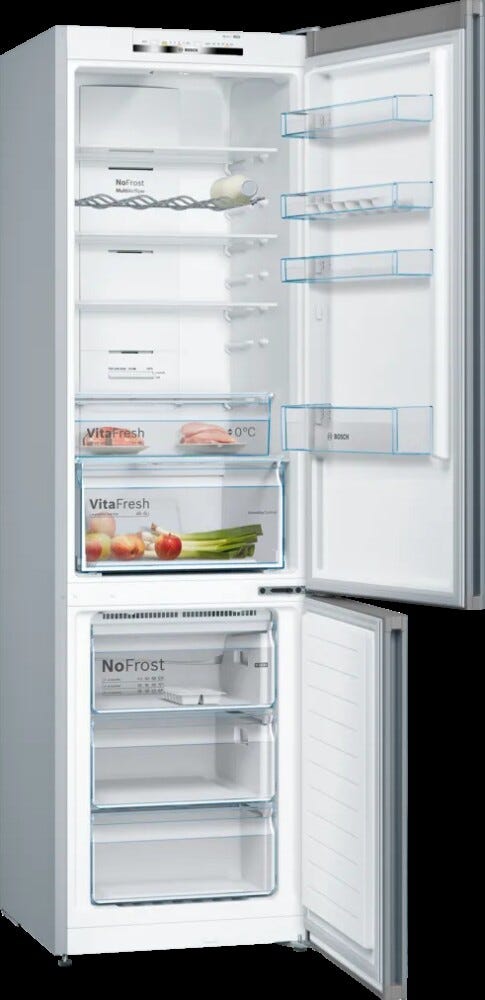 Bosch KGN392LDC Serie 4 Frigorifero con congelatore a libera installazione cm. 60 h. 203 - lt. 368 - inox