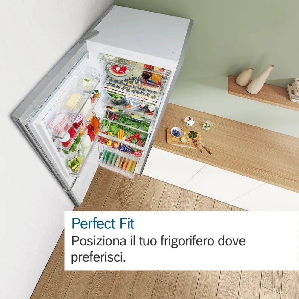 Bosch KGN392LDC Serie 4 Frigorifero con congelatore a libera installazione cm. 60 h. 203 - lt. 368 - inox