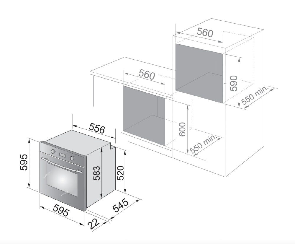De Longhi NSFGE9XL Forno a gas ventilato cm. 60 - inox/nero