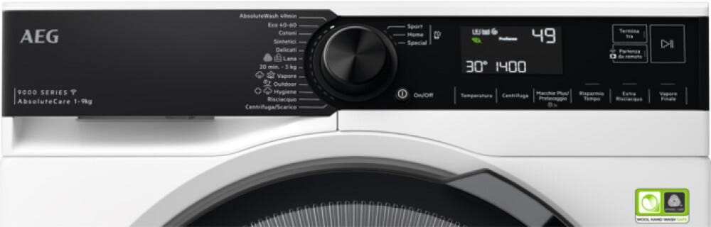 AEG LR9H94GBS 9000 ABSOLUTECARE® Lavatrice cm. 60 - capacità 9 kg - bianco