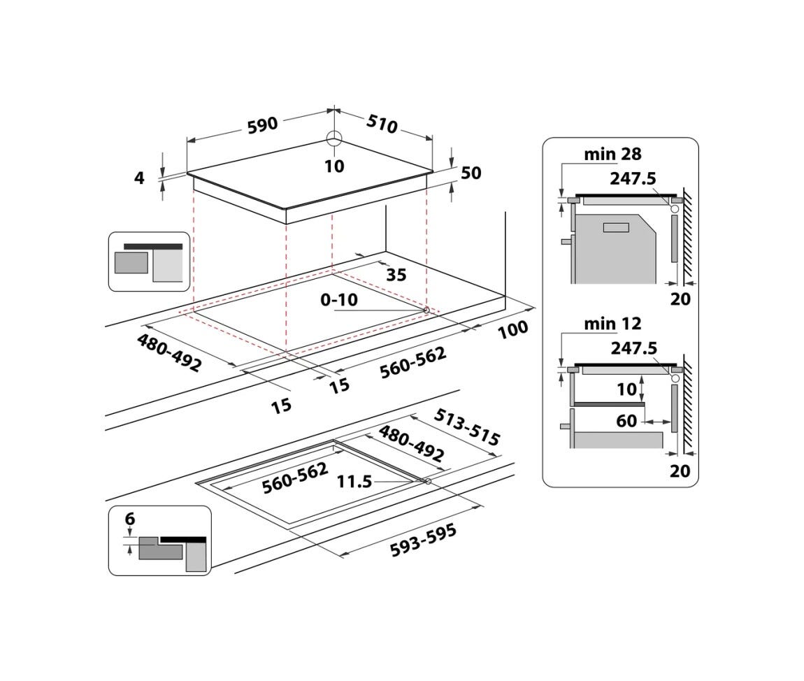 Whirlpool WL B4060 CPNE Piano cottura a induzione cm. 59 - vetroceramica nero