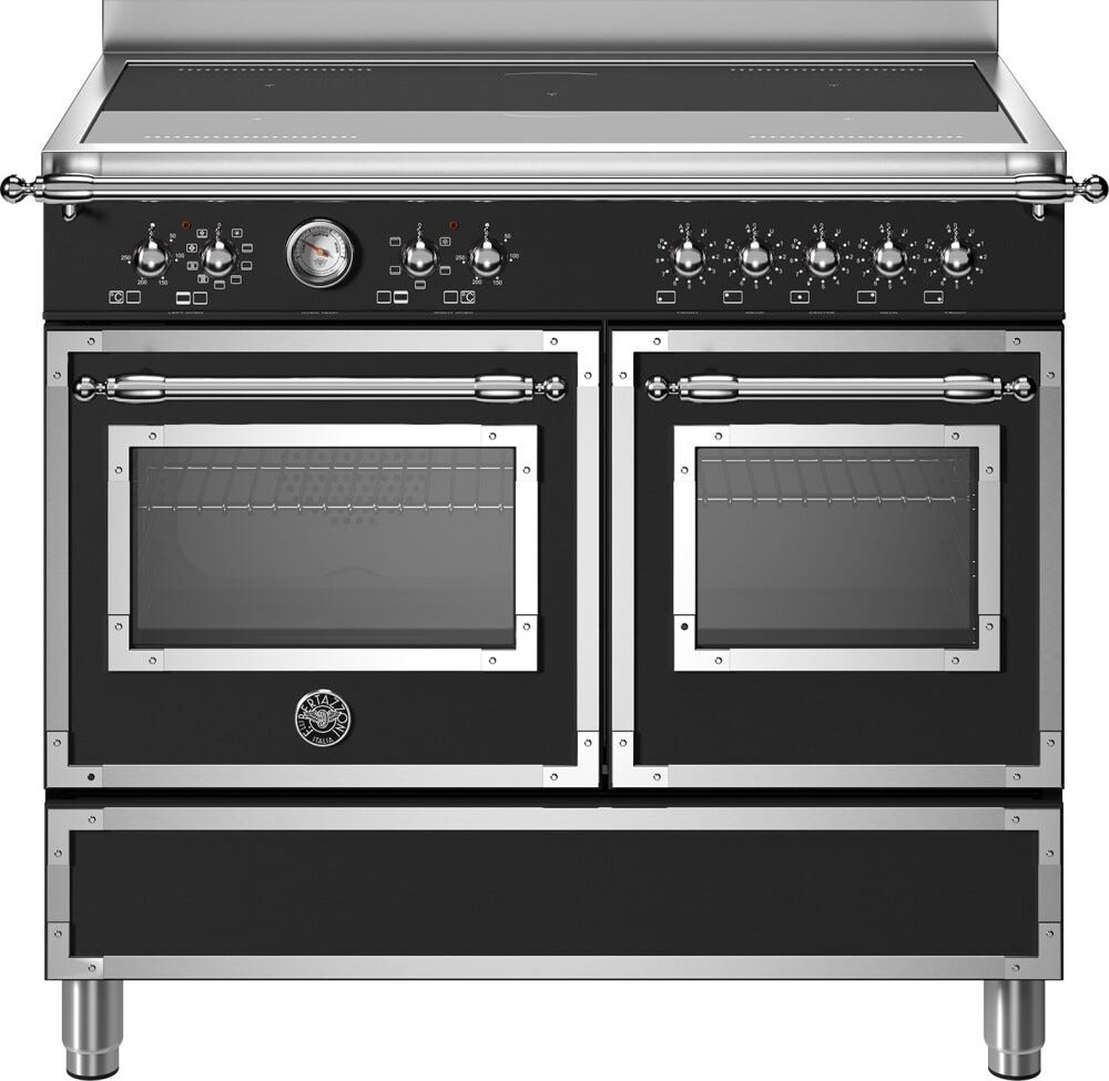 Bertazzoni HER105I2ENET Heritage Cucina da accosto cm. 100 - 5 zone induzione + 2 forni elettrici - scaldavivande - nero opaco