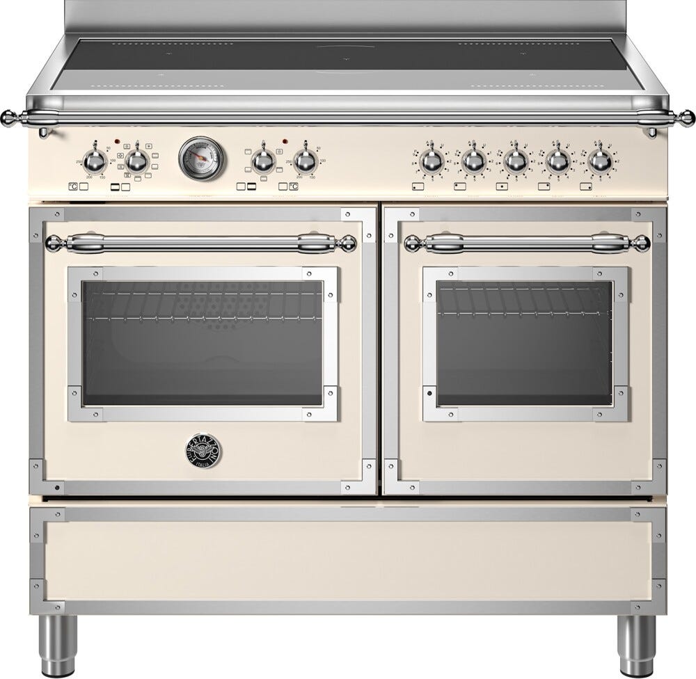 Bertazzoni HER105I2EAVT Heritage Cucina da accosto cm. 100 - 5 zone induzione + 2 forni elettrici - scaldavivande - avorio