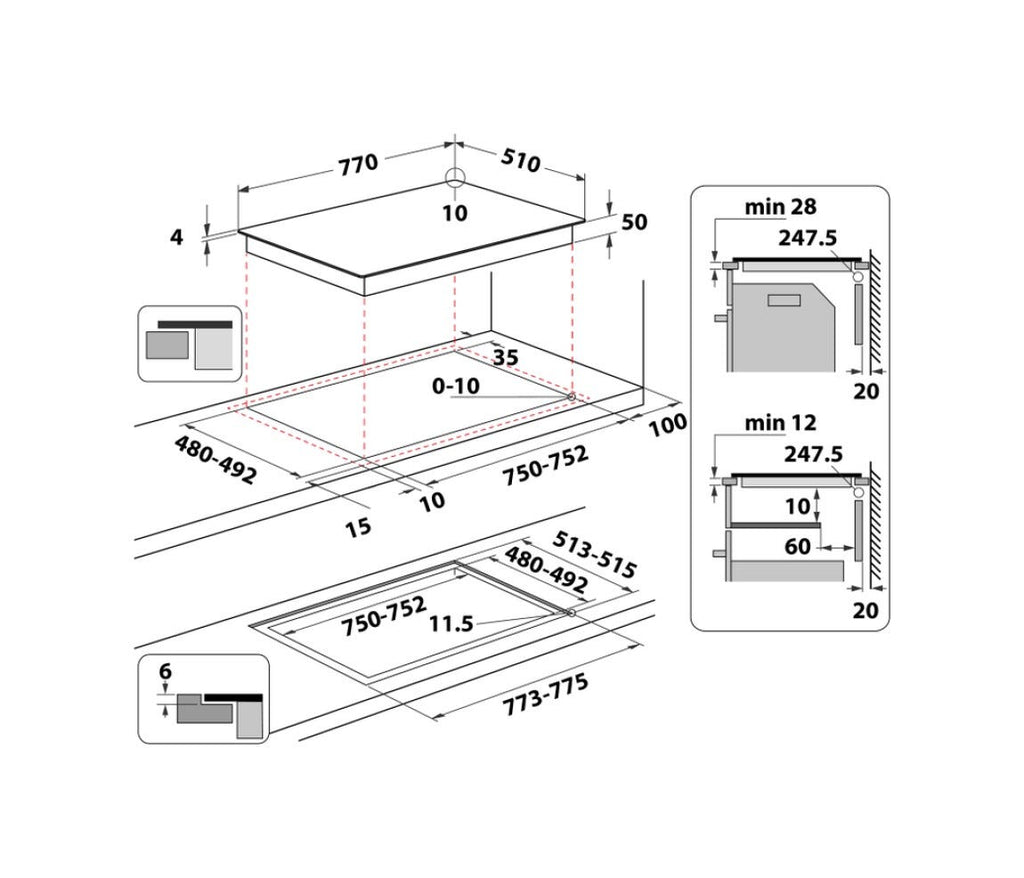 Whirlpool WL S2177 CPNE Piano cottura a induzione cm. 77 - vetroceramica nero