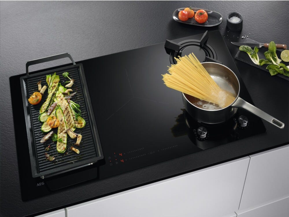 AEG HDB95623NB Piano cottura misto gas/induzione cm. 90 - vetroceramica nero