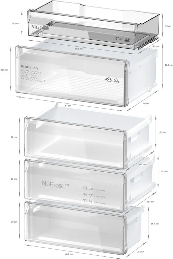 Bosch KGN497LDF Serie 4 Frigorifero con congelatore a libera installazione - cm. 70 h 203 - lt. 440 - inox
