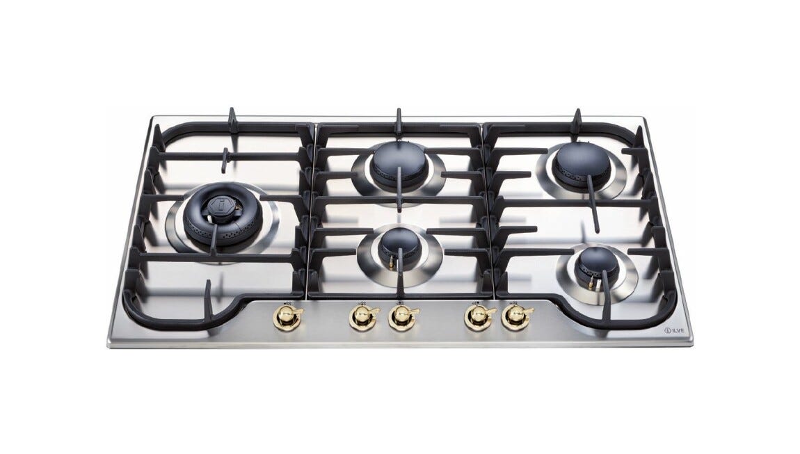 ILVE HCB90SDN Nostalgie Piano cottura a gas cm 90 - inox - con bruciatore Dual
