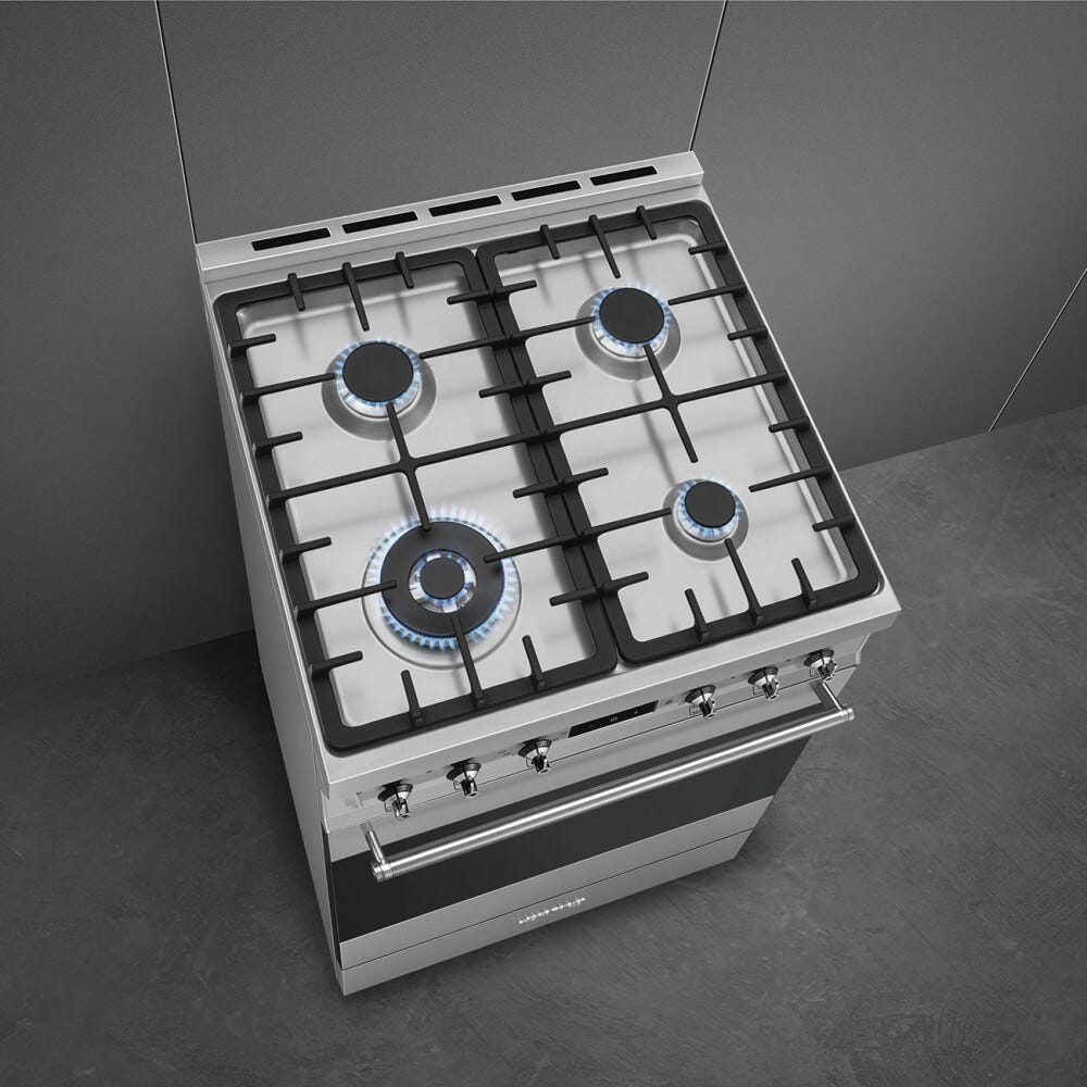 Smeg C6GMX2 Sinfonia Cucina da accosto cm. 60x60 - 4 fuochi a gas + 1 forno elettrico - inox antimpronta