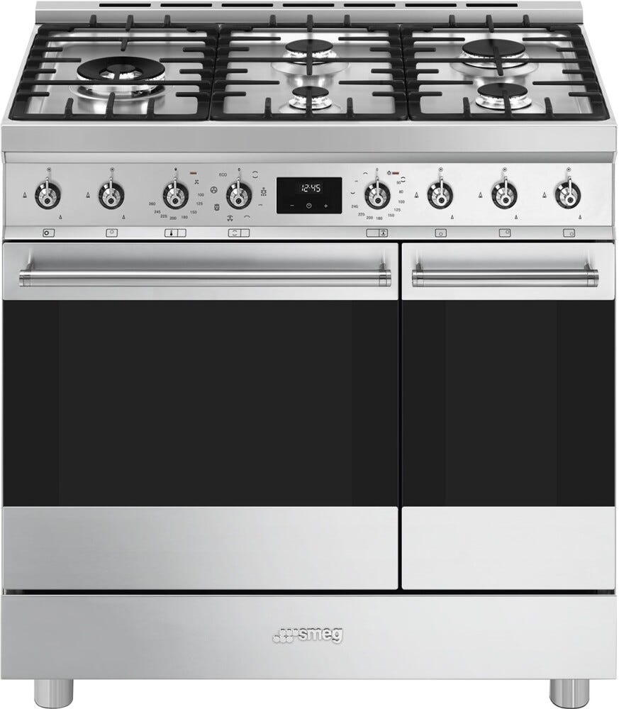 Smeg C92GMX2 Sinfonia Cucina da accosto cm. 90x60 - 5 fuochi a gas + 2 forni - inox antimpronta