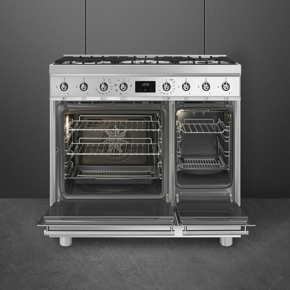 Smeg C92GMX2 Sinfonia Cucina da accosto cm. 90x60 - 5 fuochi a gas + 2 forni - inox antimpronta