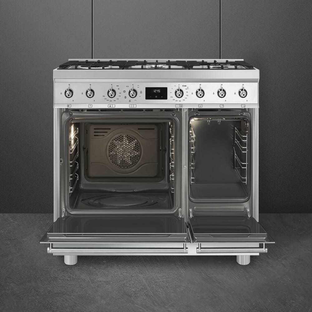 Smeg C92GMX2 Sinfonia Cucina da accosto cm. 90x60 - 5 fuochi a gas + 2 forni - inox antimpronta