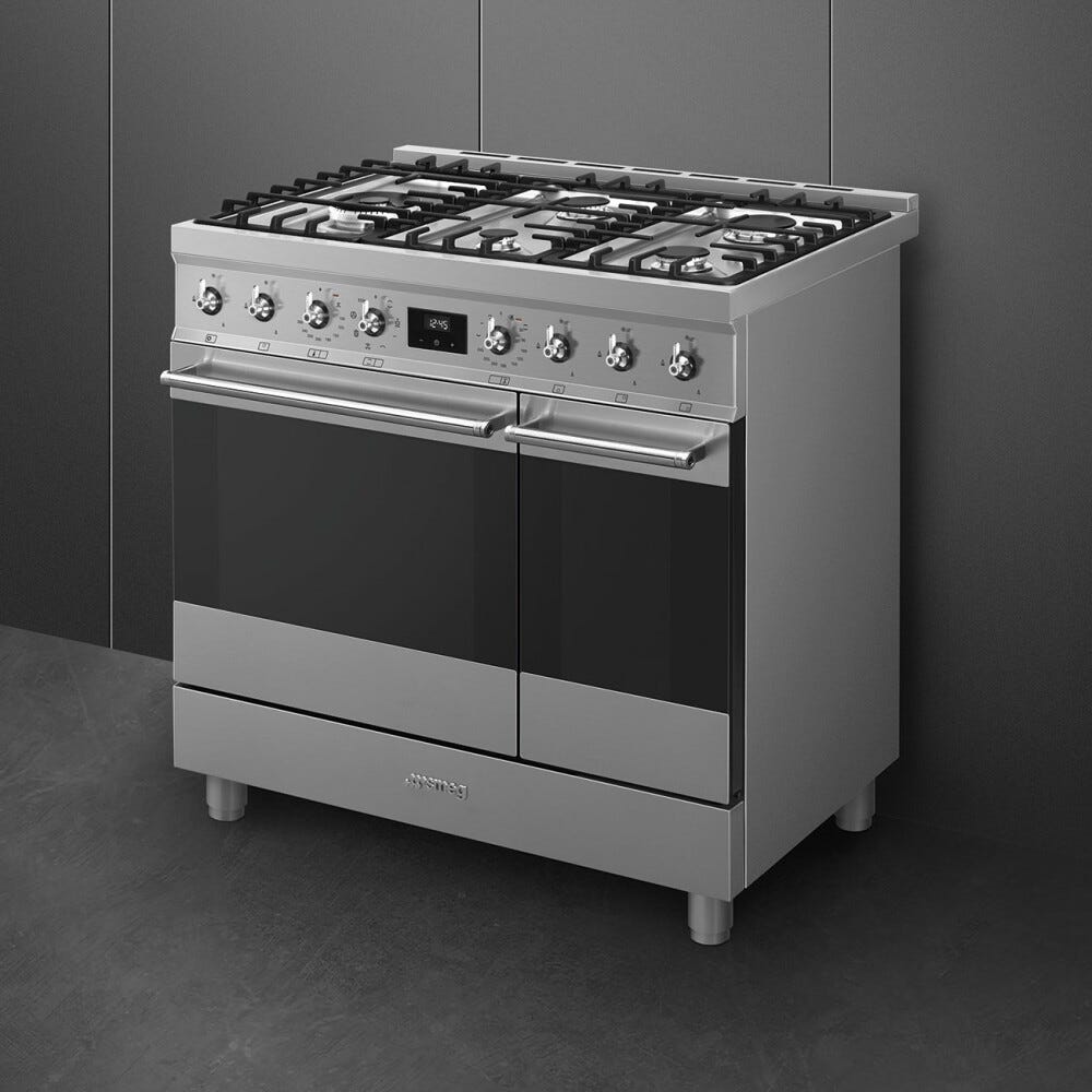 Smeg C92GMX2 Sinfonia Cucina da accosto cm. 90x60 - 5 fuochi a gas + 2 forni - inox antimpronta