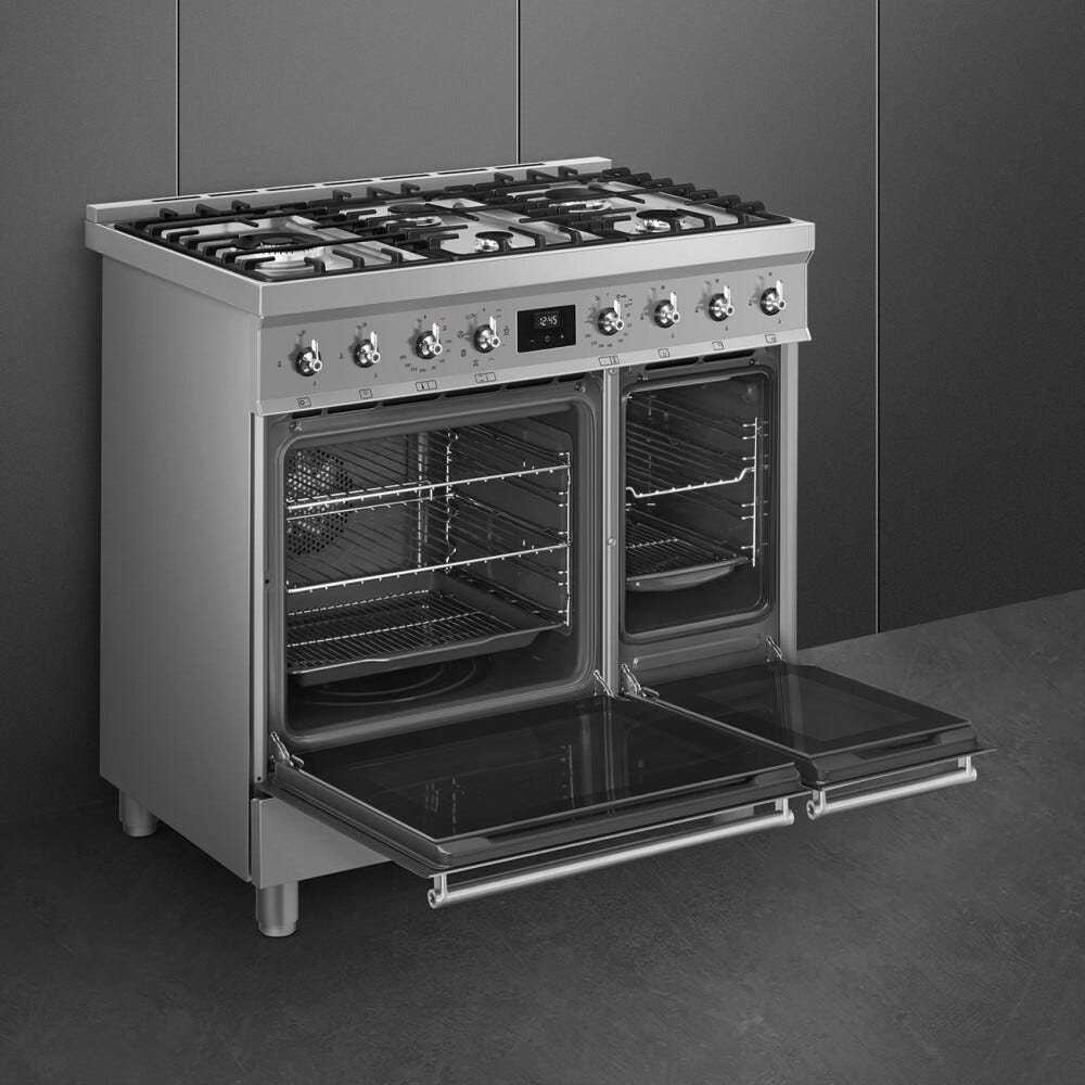 Smeg C92GMX2 Sinfonia Cucina da accosto cm. 90x60 - 5 fuochi a gas + 2 forni - inox antimpronta