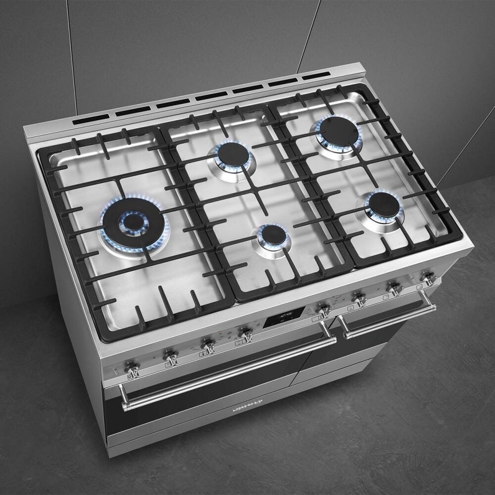 Smeg C92GMX2 Sinfonia Cucina da accosto cm. 90x60 - 5 fuochi a gas + 2 forni - inox antimpronta