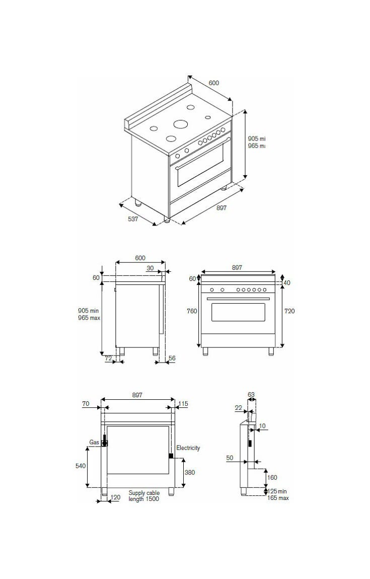 La Germania AMN965EVIT21 Cucina da accosto cm. 90 x 60 - vino 5 fuochi a gas + 1 forno elettrico ventilato