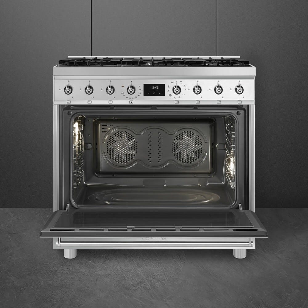 Smeg C9GMX2 Sinfonia Cucina da accosto cm. 90x60 - 6 fuochi a gas + 1 forno elettrico - inox antimpronta