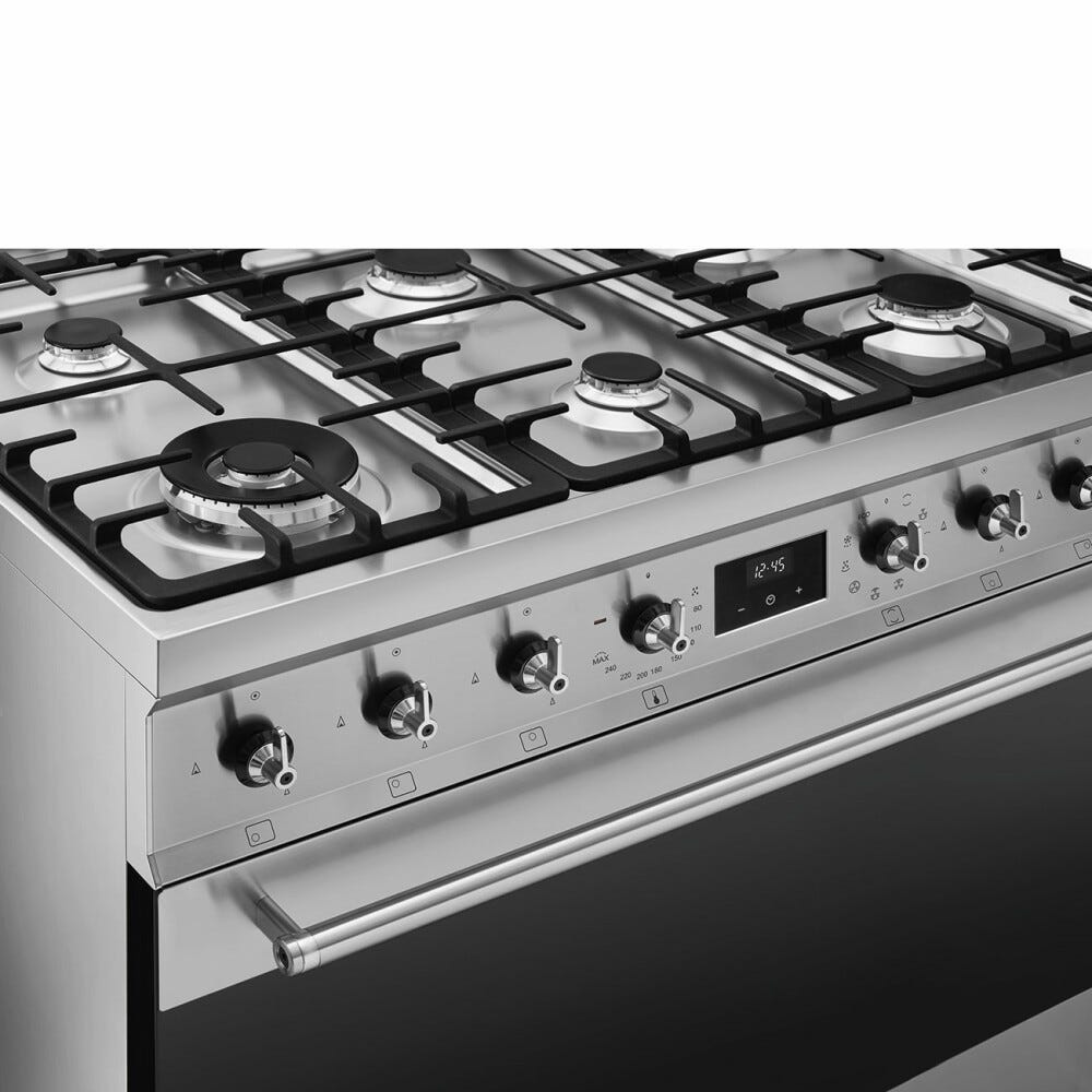 Smeg C9GMX2 Sinfonia Cucina da accosto cm. 90x60 - 6 fuochi a gas + 1 forno elettrico - inox antimpronta
