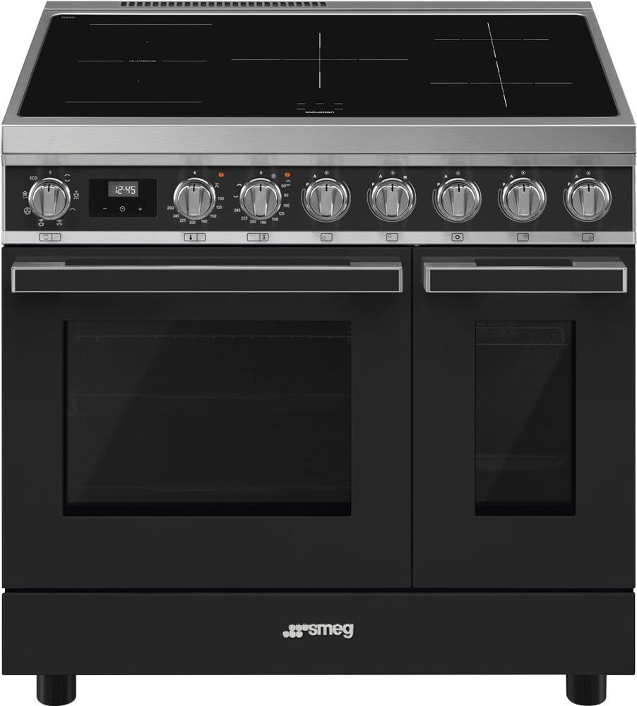 Smeg CPF92IMA Portofino Cucina da accosto cm. 90x60 - 5 zone induzione + 2 forni - antracite