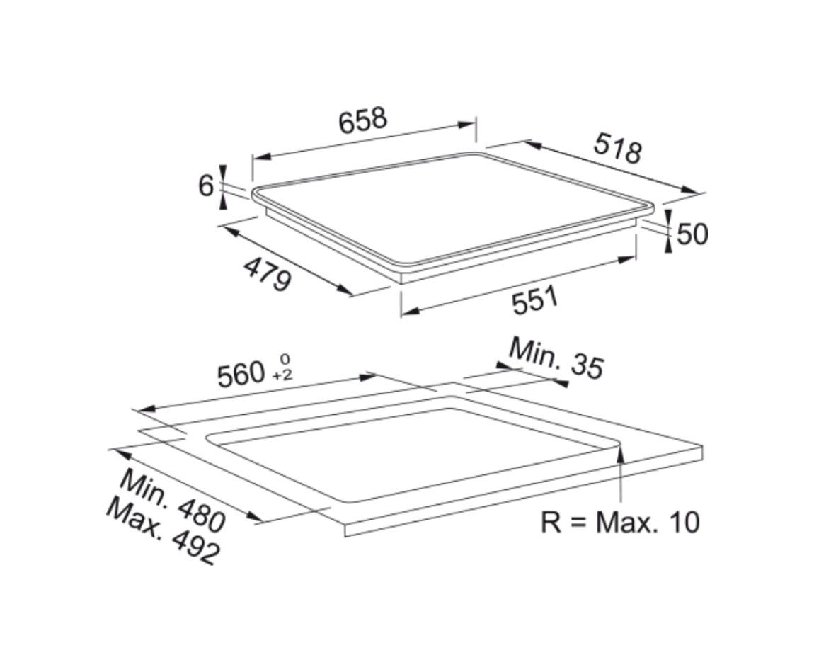 Franke FMA 654 I FP XS Maris Piano cottura a induzione cm. 66 - cristallo nero/cornice inox
