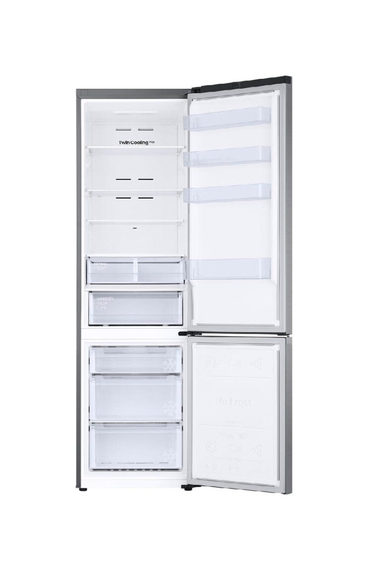 Samsung RB38T607BS9 EcoFlex Frigorifero con congelatore a libera installazione - cm. 60 h 203 - lt. 387 - metal inox