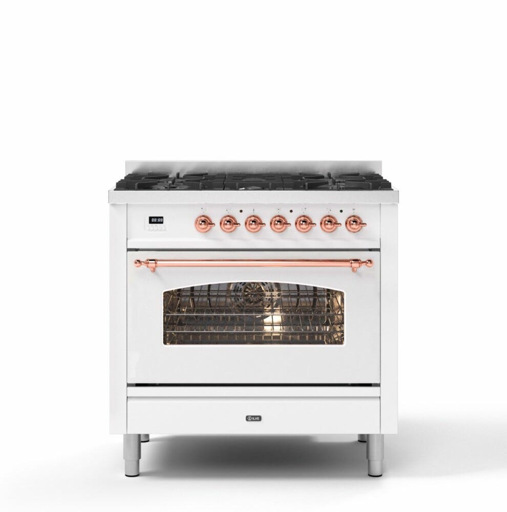 ILVE P36N Nostalgie Cucina da accosto cm 91 configurabile con forno pirolitico e cassetto riscaldato - inox o colorato