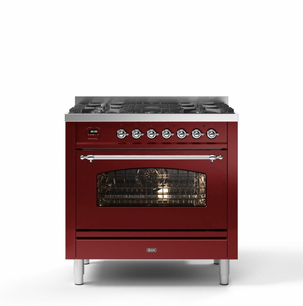 ILVE P36N Nostalgie Cucina da accosto cm 91 configurabile con forno pirolitico e cassetto riscaldato - inox o colorato
