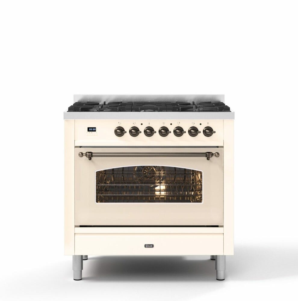 ILVE P36N Nostalgie Cucina da accosto cm 91 configurabile con forno pirolitico e cassetto riscaldato - inox o colorato