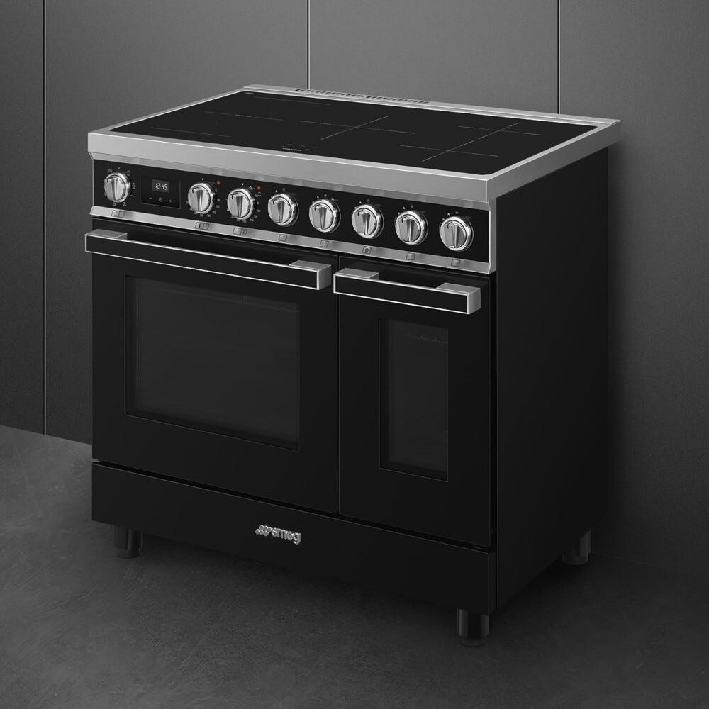 Smeg CPF92IMBL Portofino Cucina da accosto cm. 90x60 - 5 zone induzione + 2 forni - nero