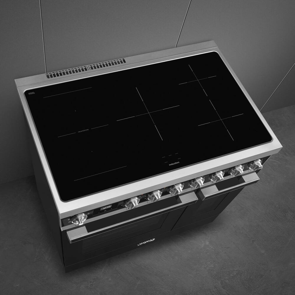 Smeg CPF92IMBL Portofino Cucina da accosto cm. 90x60 - 5 zone induzione + 2 forni - nero