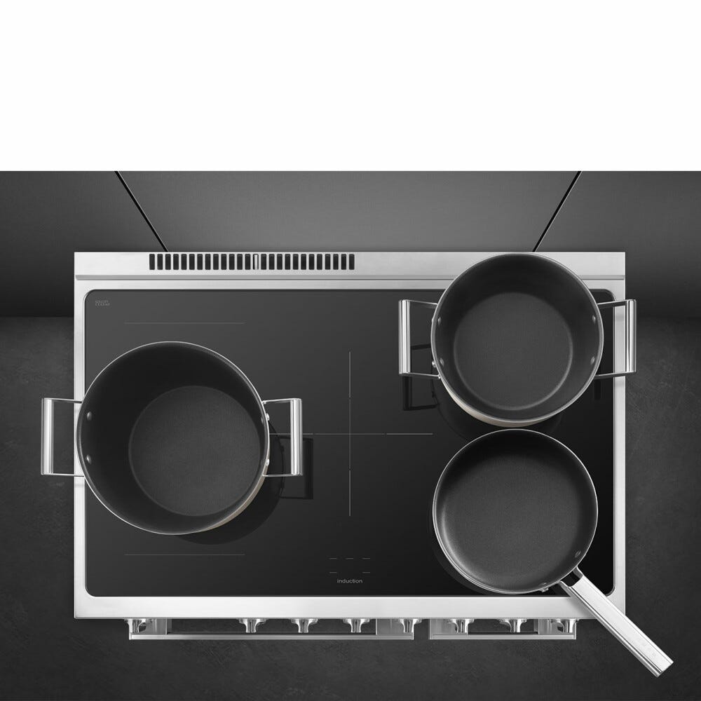 Smeg CPF92IMBL Portofino Cucina da accosto cm. 90x60 - 5 zone induzione + 2 forni - nero