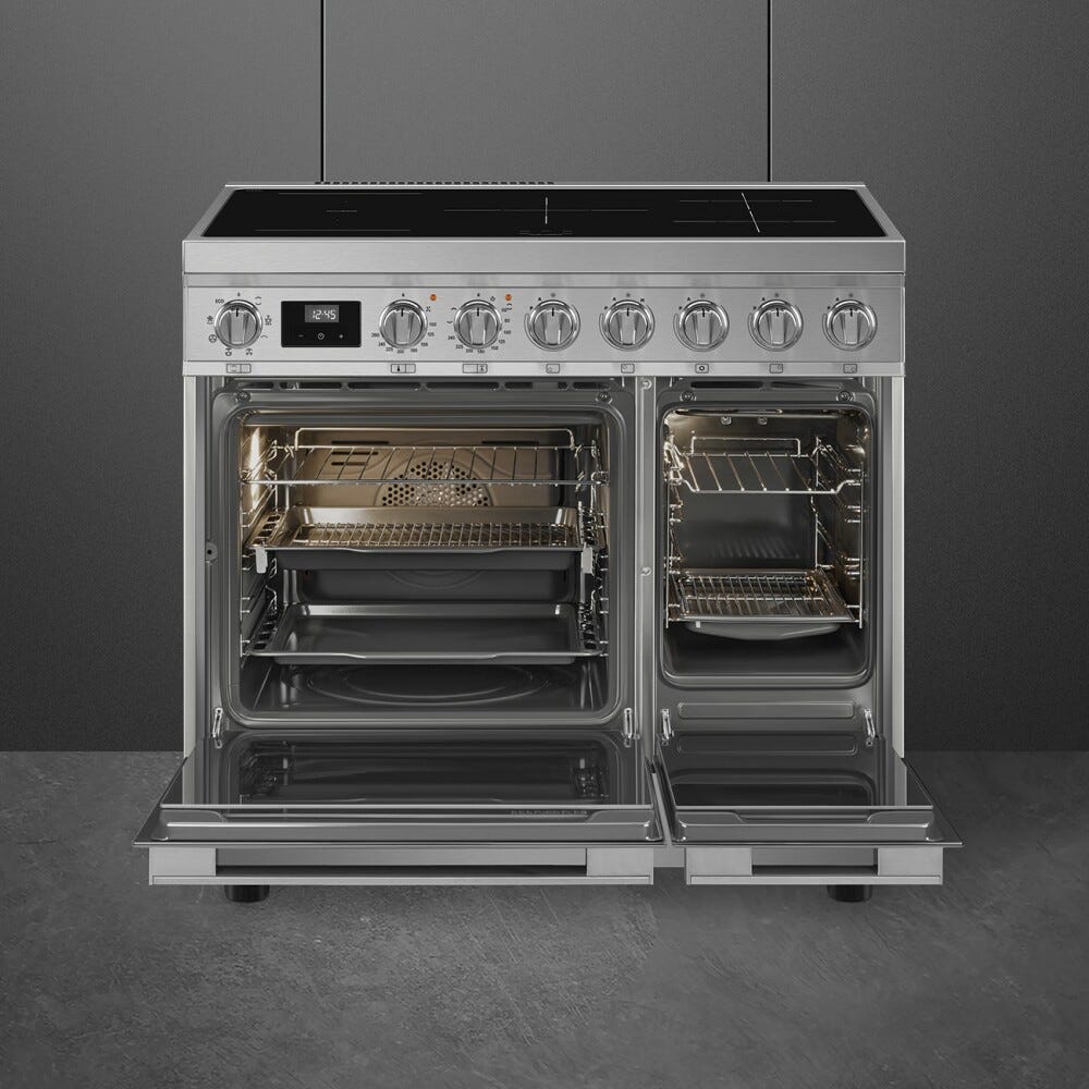 Smeg CPF92IMX Portofino Cucina da accosto cm. 90x60 - 5 zone induzione + 2 forni - inox