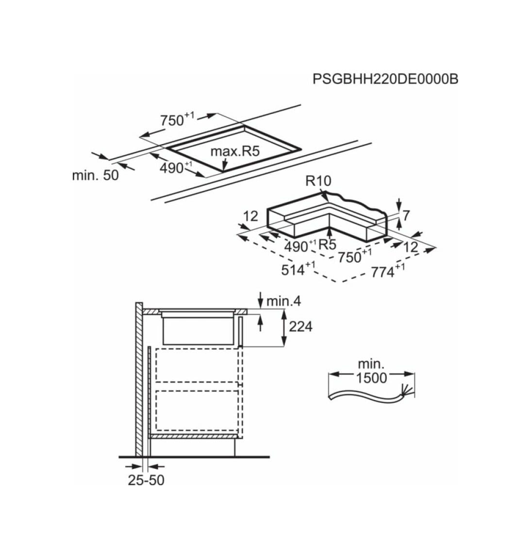 AEG CCE84543CB Piano cottura a induzione con cappa filtrante integrata cm. 80 - vetroceramica nero