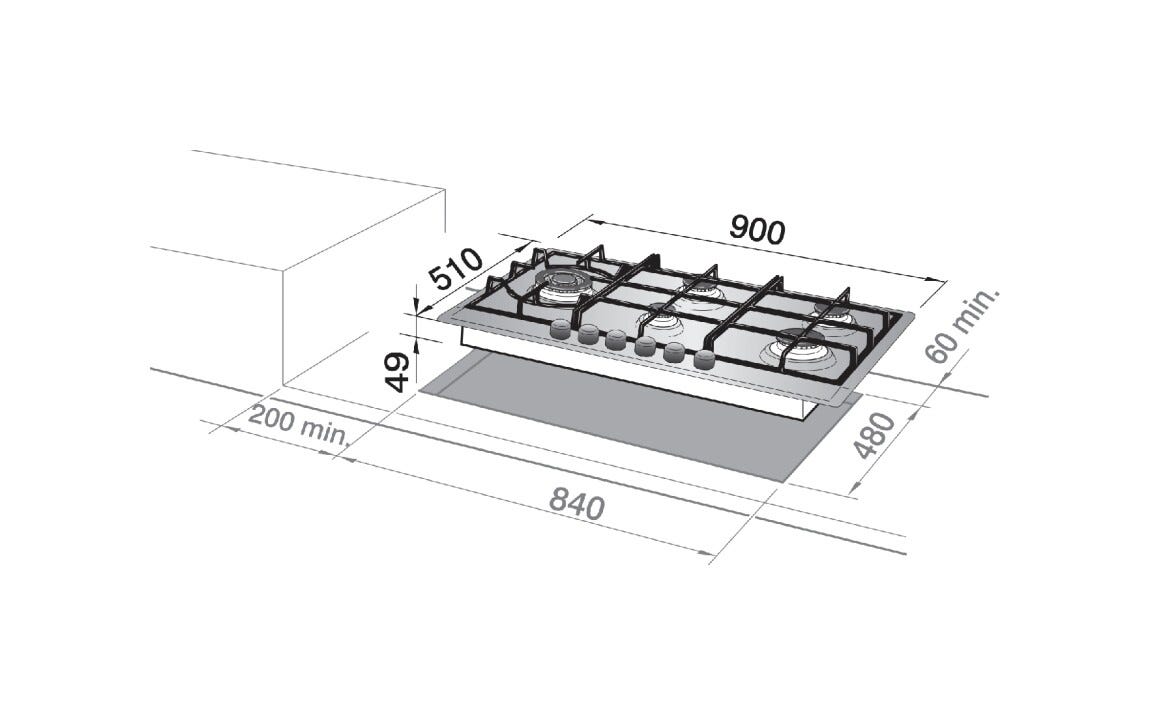 De Longhi Nsl590DX Piano cottura a gas cm. 90 - inox