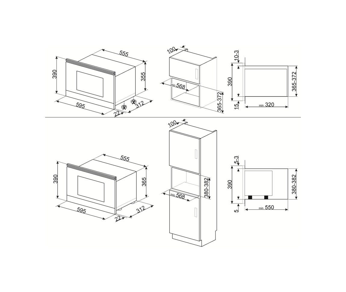 Smeg MP722PO Cortina Forno microonde da incasso cm. 60 h. 34 - panna