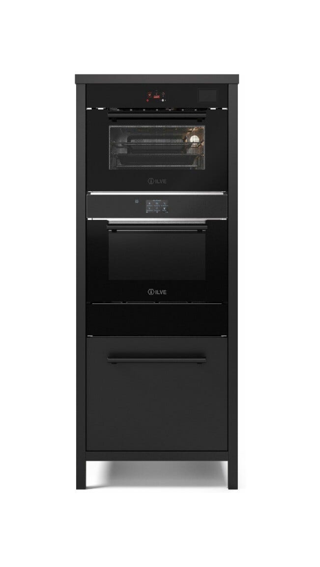 ILVE CSTARBK Professional Plus Colonna con forno combinato, abbattitore e confezionatrice sottovuoto - nero lucido