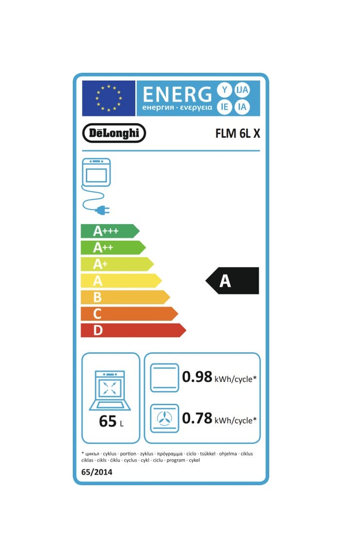 De Longhi FLM 6L X Forno elettrico cm. 60 - inox/nero