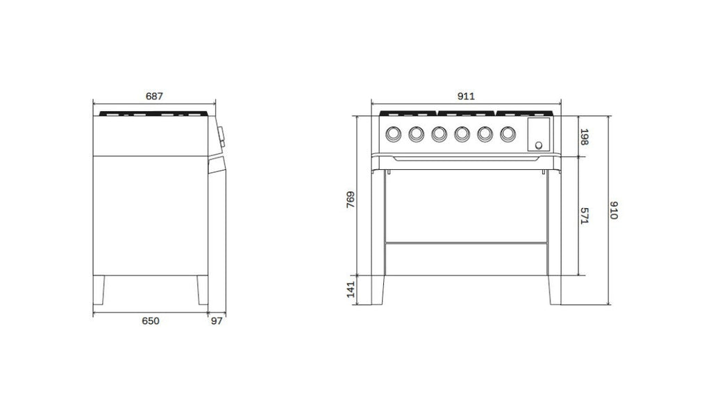 ILVE PM09-MK Panoramagic Cucina da accosto cm 90 con piano a induzione - nero opaco