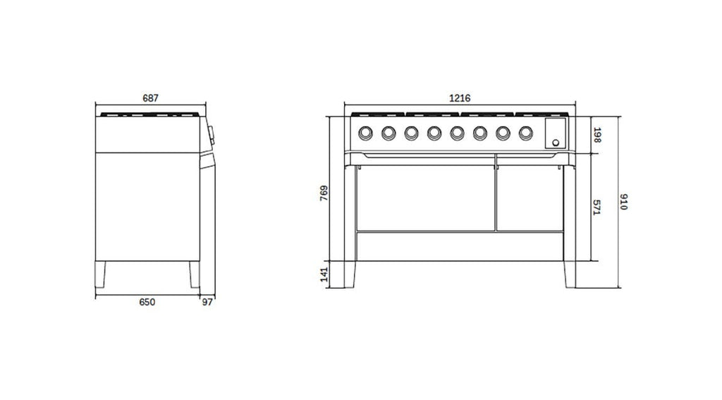 ILVE PM12-MK Panoramagic Cucina da accosto cm 120 con piano a induzione - nero opaco