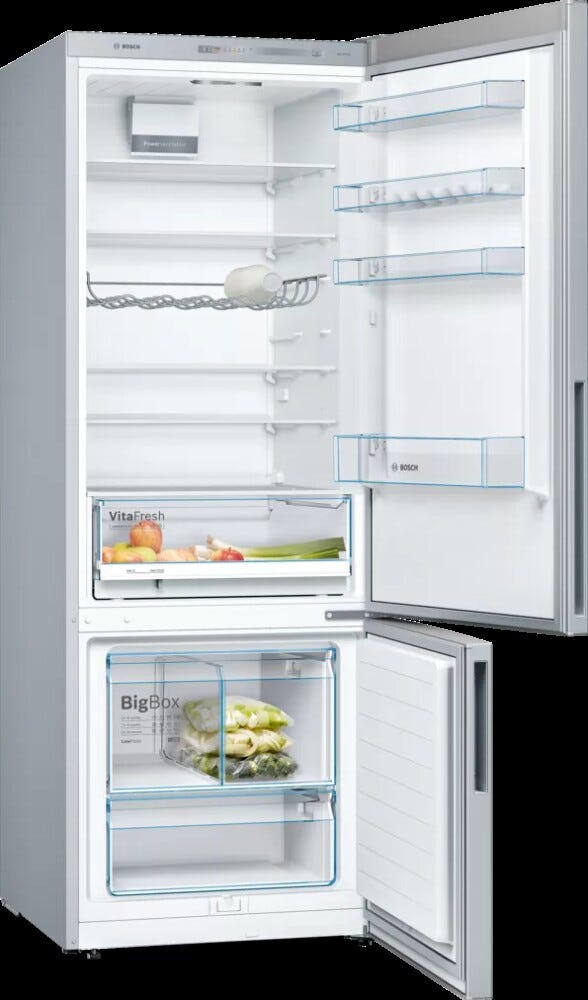 Bosch KGV58VLEAS Serie 4 Frigorifero con congelatore a libera installazione cm. 70 h 191 - lt. 503 - inox