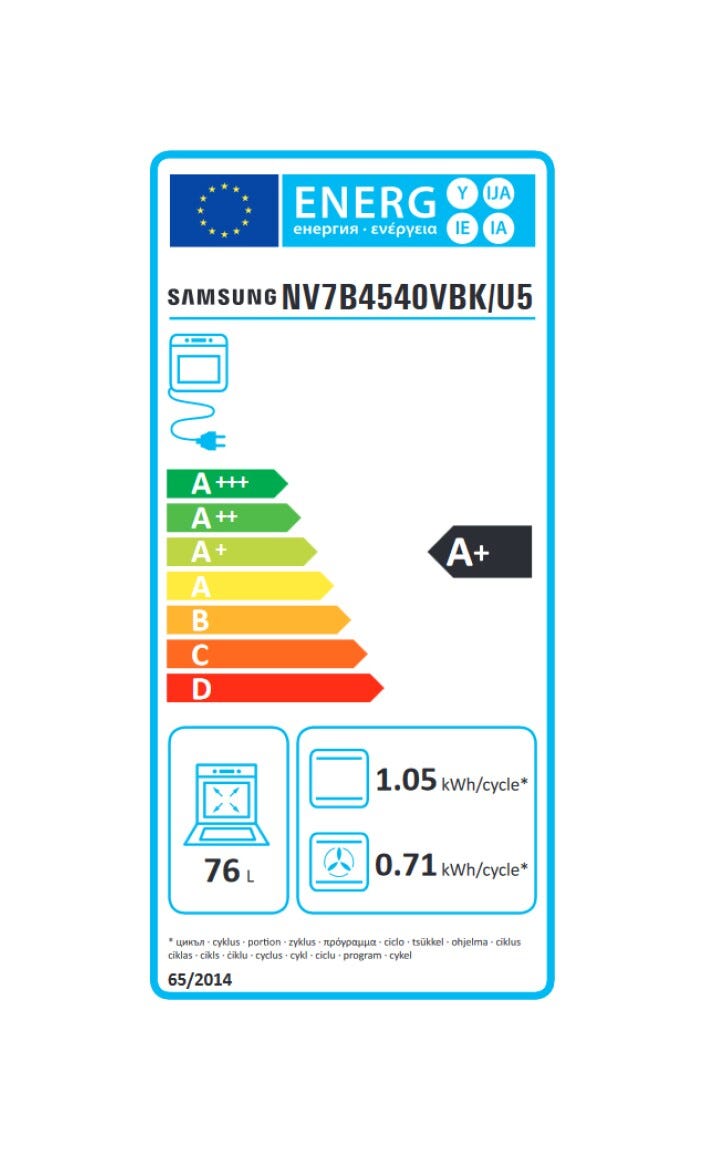 Samsung NV7B4540VBK 4 Doppio forno multifunzione 76 L, Wi‑Fi, nero