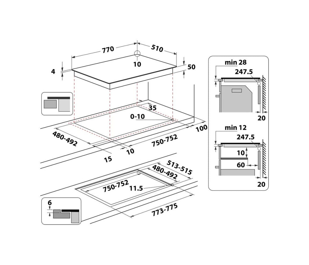 Whirlpool WL S6277 CPNE Piano cottura a induzione cm. 77 - vetroceramica nero