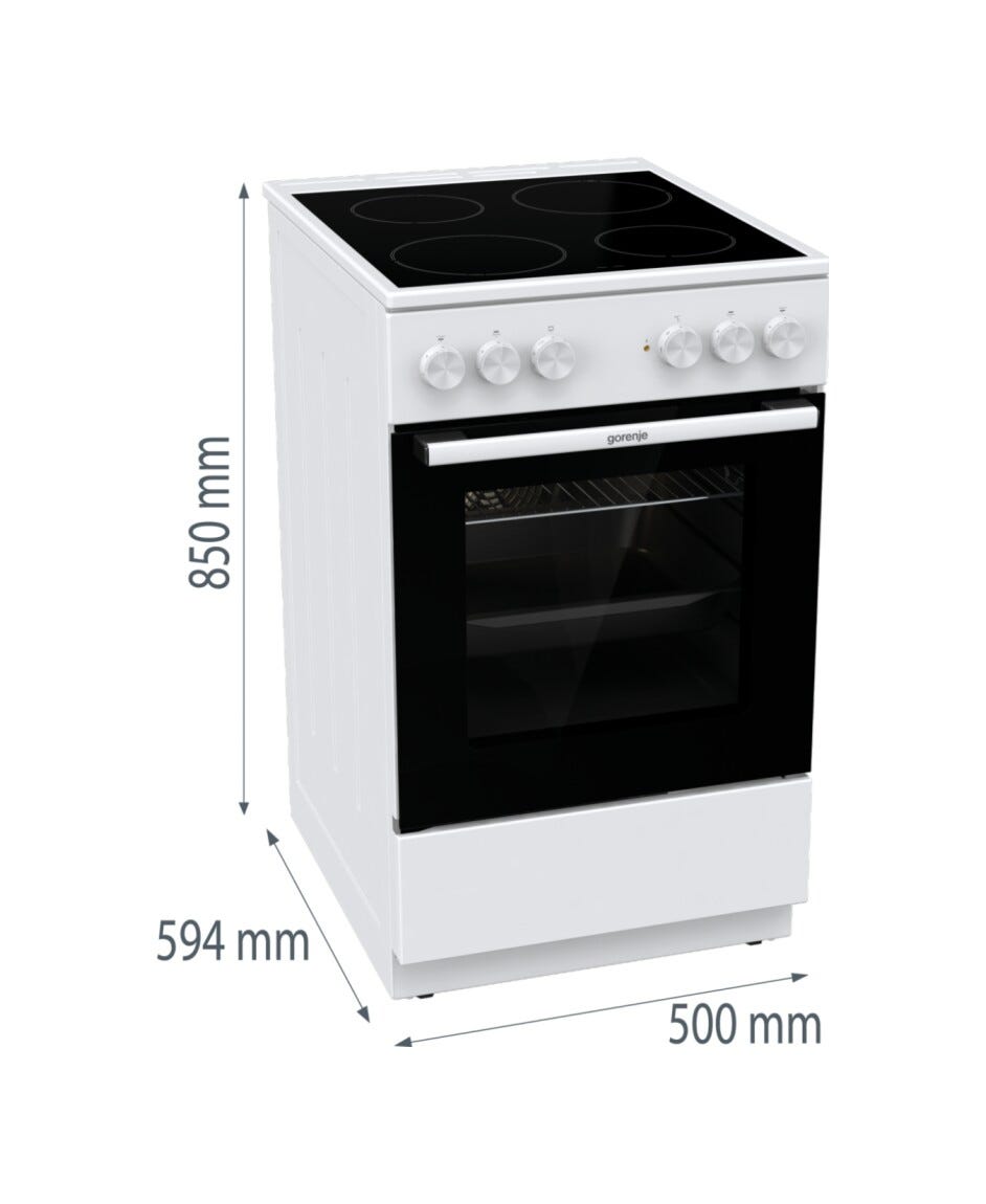 Gorenje GEC5A41WG Cucina da accosto cm. 50 - 4 zone elettriche - 1 forno elettrico - bianco/nero
